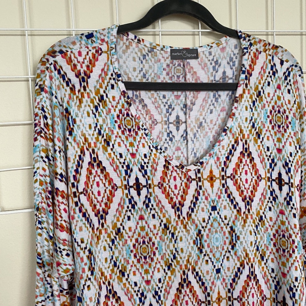 Market & Spruce Diamond Patterned Top Medium